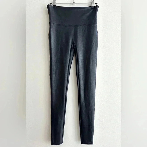 SPANX Faux Leather Leggings, Very Black, Size Medium - Picture 10 of 16